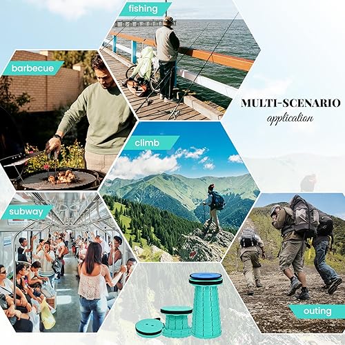 Miniatura 6 de Paquete de 2 taburetes plegables mejorados con cojín, taburete plegable retráctil, capacidad de carga máxima de 400 libras, taburetes telescópicos