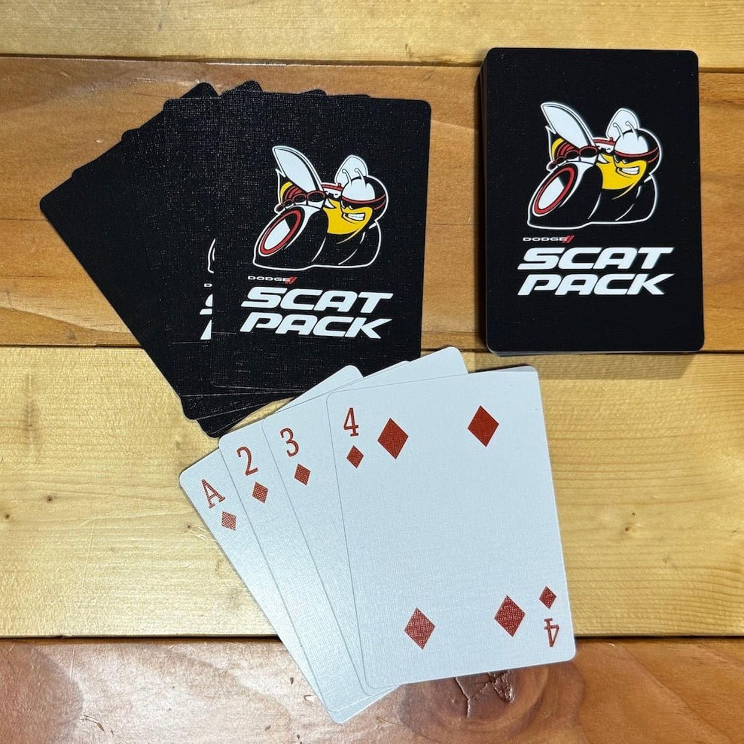 Detroit Shirt Company Dodge Scat Pack Playing Cards – Official Dodge Bee Logo | Premium Black Deck | Poker Size