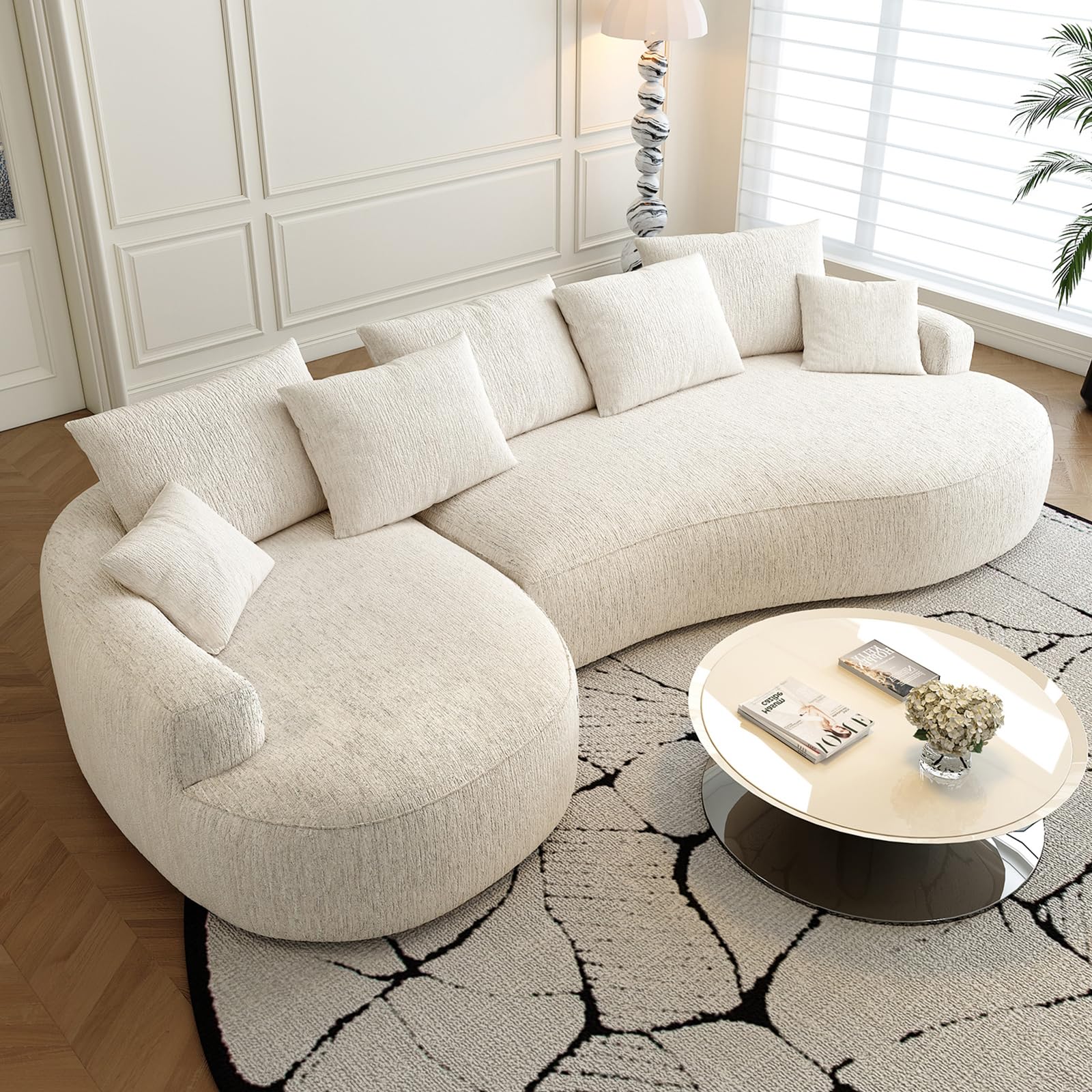 L-Shaped Luxury Curved Sectional - White