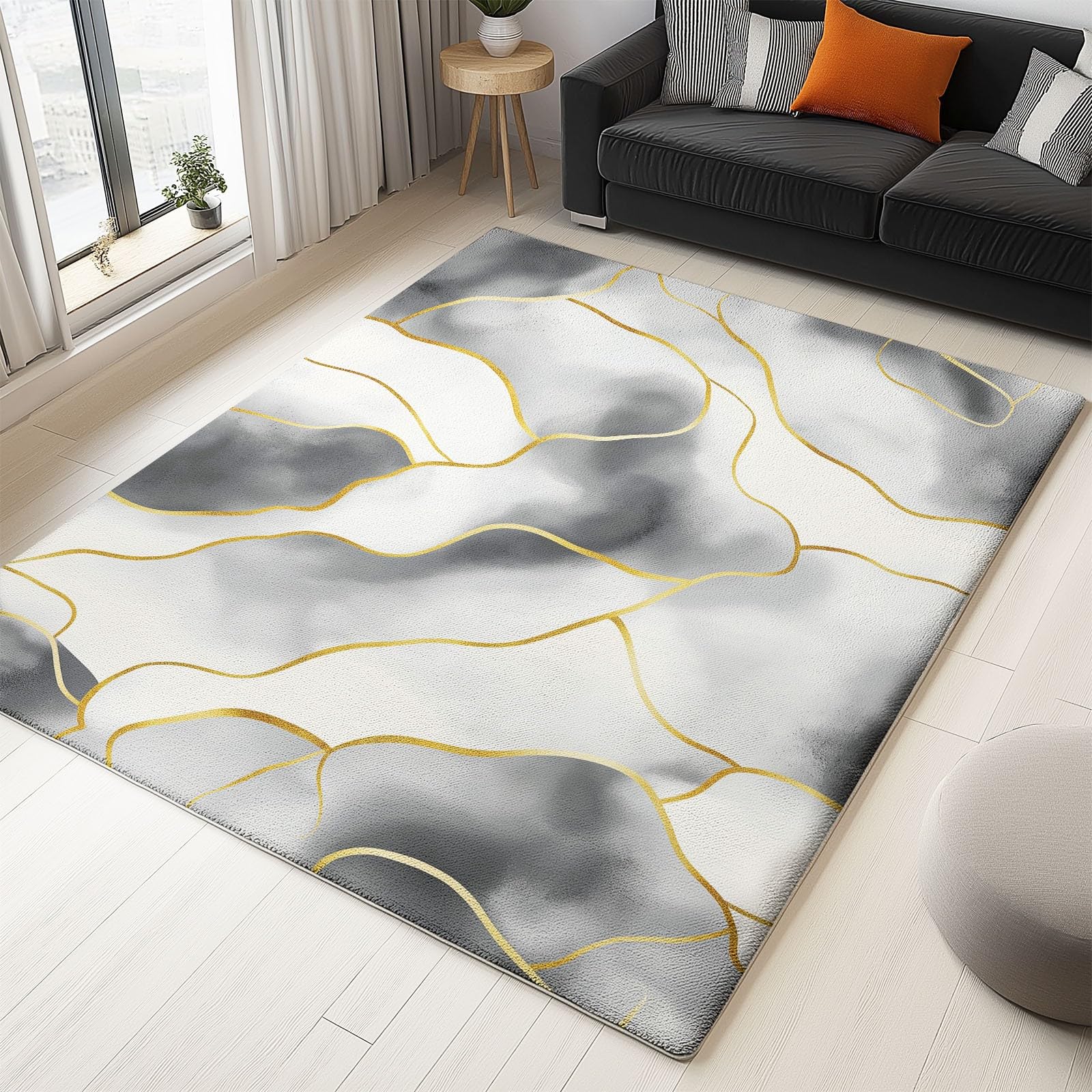 Generisch Dywan domowy, akwarelowy, marmur, tekstura, 90 x 150 cm, nowoczesny, puszysty, antypoślizgowy, do sypialni, kuchni, korytarza, jadalni nadaje się do prania