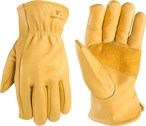 Wells Lamont Men's Reinforced Cowhide Leather Work Gloves with Palm Patch