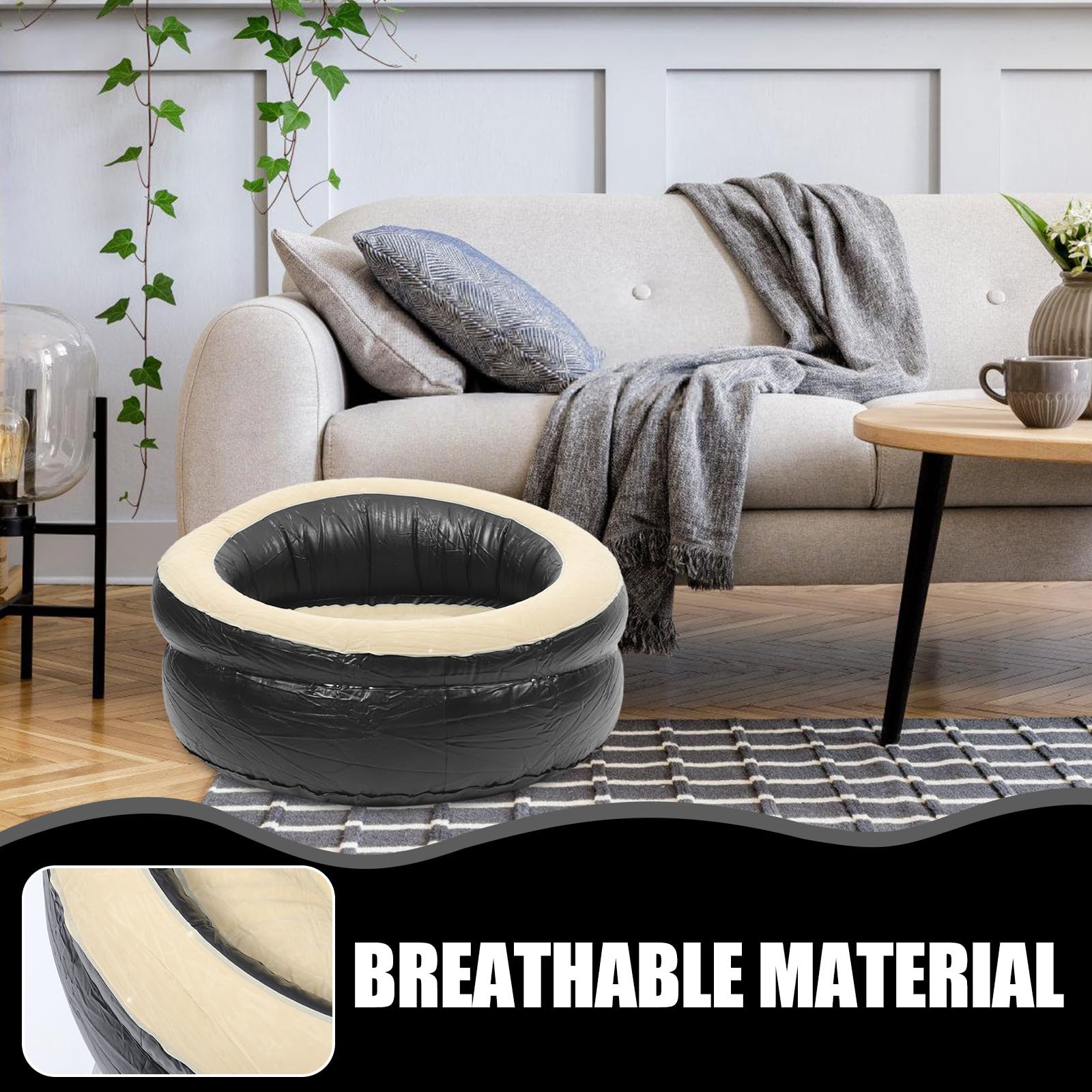 Sofa Gonfiabile Pieghevole in PVC Argento per Ufficio e Auto