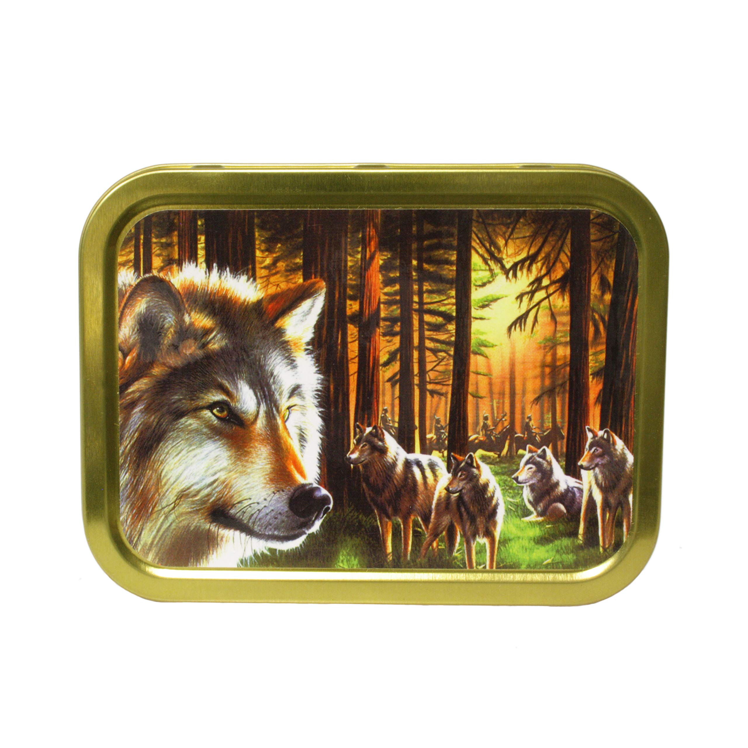 Gold Tobacco Tin - Wolf