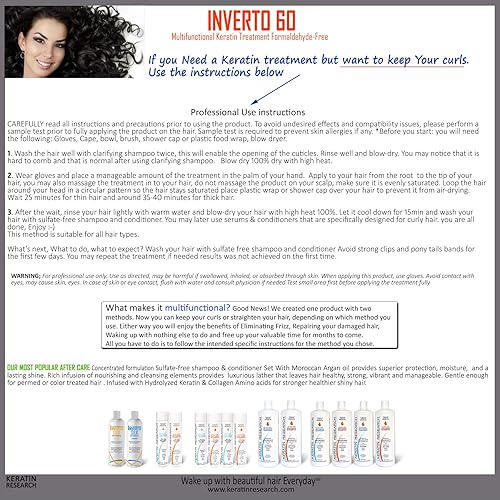 Miniatura 4 de INVERTO 60 Advanced Gel Keratin Hair Treatment Formaldehyde Free, 4.1 fl oz Keratin Tratamiento Alisado y Reparación del Cabello Dañado