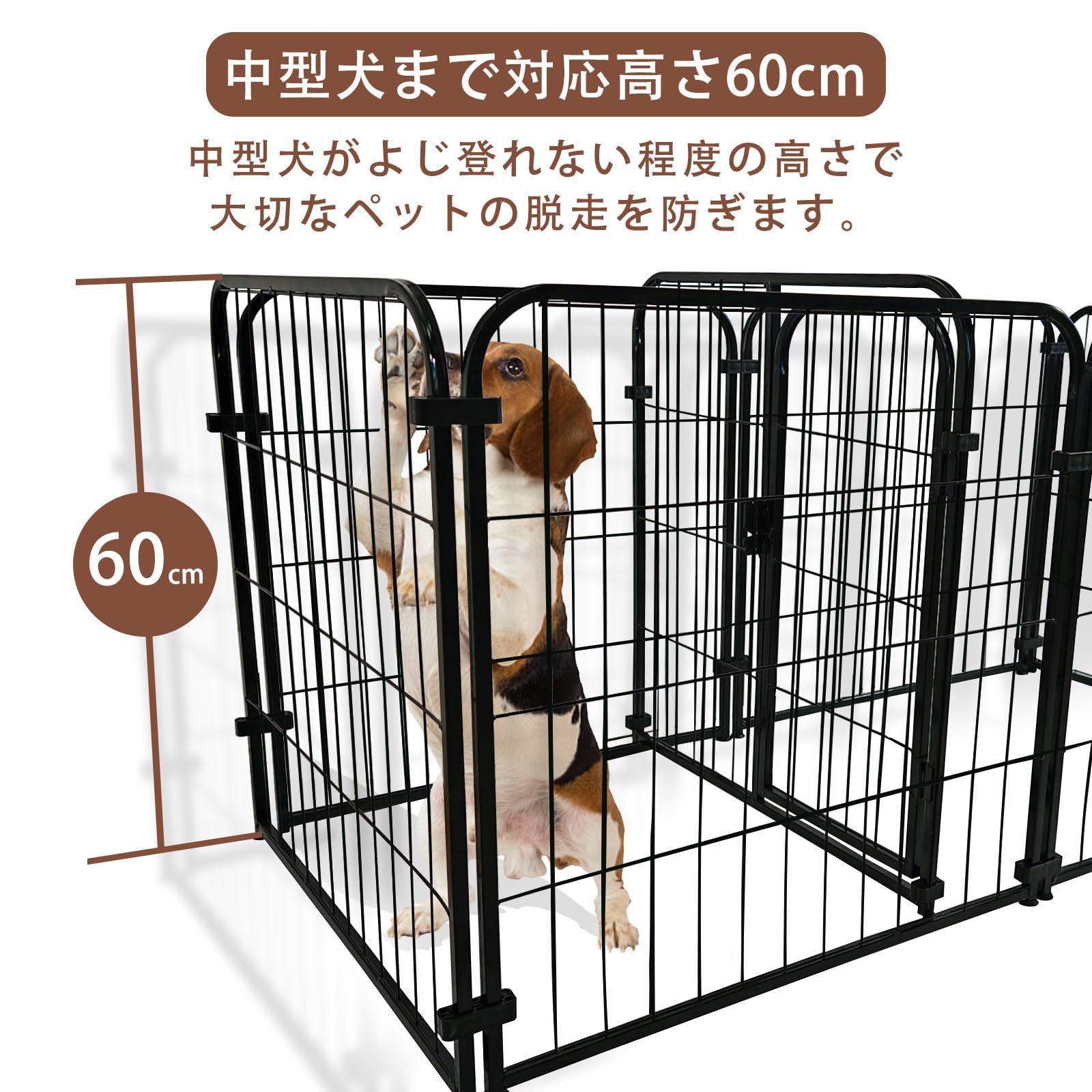 ペットサークル 犬 ケージ ペットフェンス (高さ60cm-7枚-ブラック) Amazon | ペットサークル 犬 ケージ ペットフェンス ペット