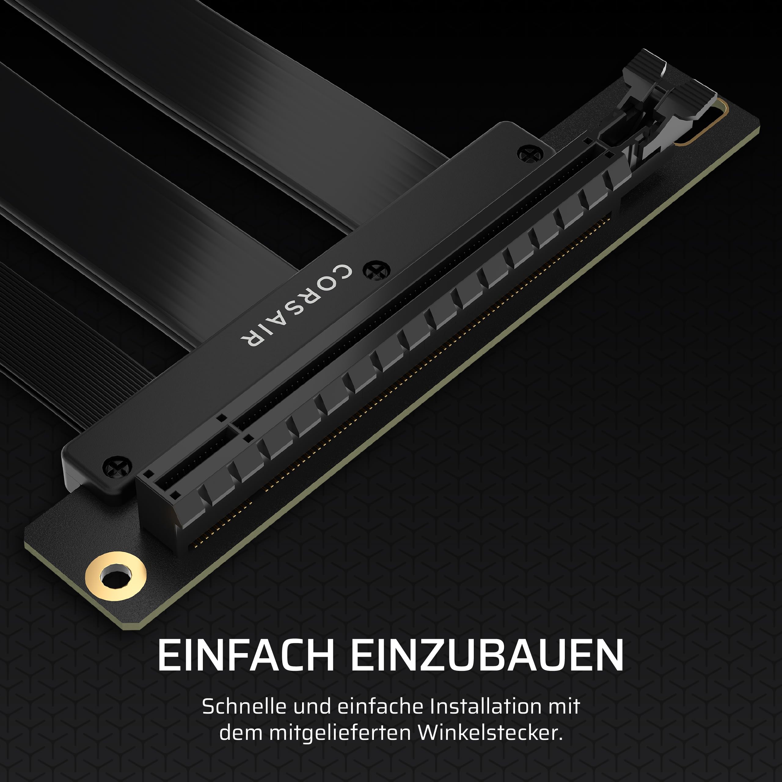Corsair Premium PCIe 5.0 x16 175mm Riser-Kabel – Schwarz | Ultraflexibles, Langlebig