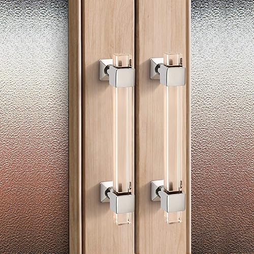 Miniatura 4 de Mengico Tiradores de gabinete de cocina de 4 pulgadas, manijas de gabinete de cocina de cromo pulido, tiradores modernos de cajones de acrílico para