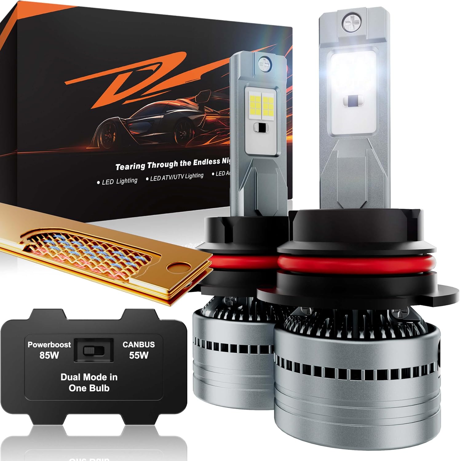 LUXSTER Dracarys 100000LM 9007 LED Bulbs with Vapor Chamber Cooling, 55W/85W Dual Power Mode, Dual Beam, CANBUS Ready, HB5 Fog Lights, 6500K Xenon White, 2 Pack