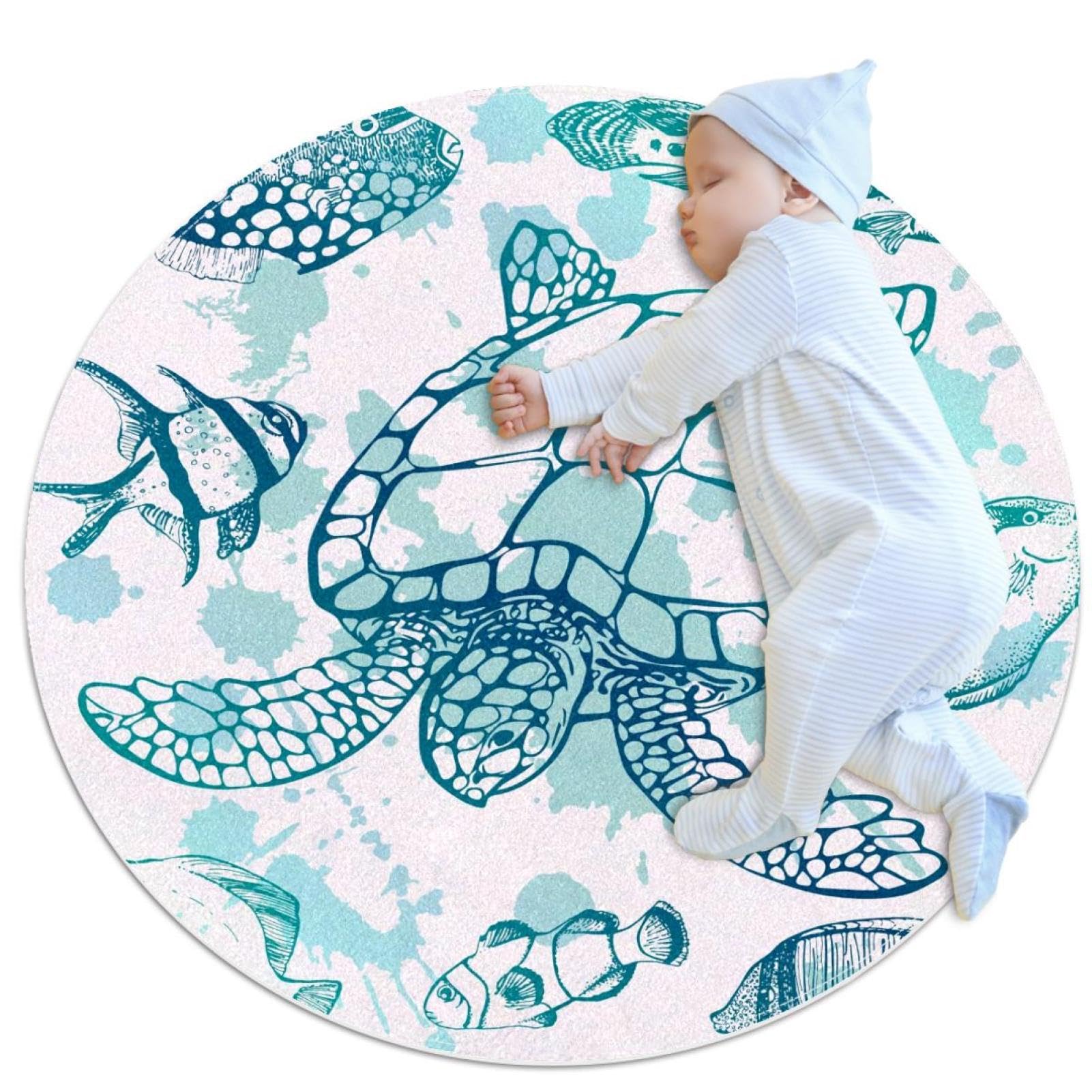 Tapis de salle de bain antidérapant et sécurisé motif tortue de mer pour chambre enfant