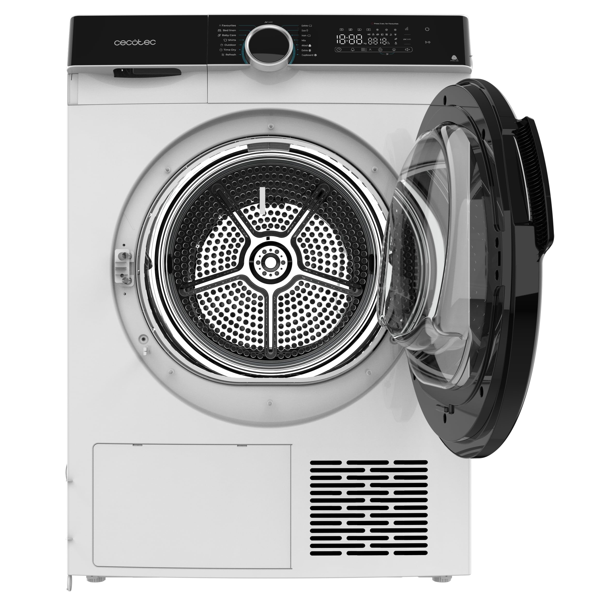 Cecotec Sèche-linge à Pompe à Chaleur 10 kg Bolero Dresscode Dry 10505 Inverter, Classe Équivalente A+++, 14 programmes, Fonctions comme UV Care, Repassage Facile, Certification Woolmark, Blanc