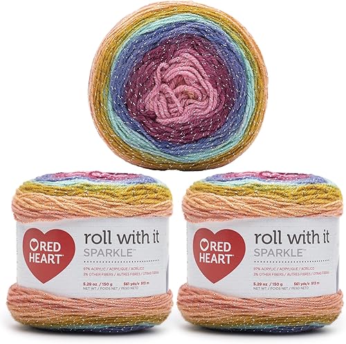 Miniatura 44 de Red Heart Roll with It Melange - Hilo para cortina de 5.3 onzas, acrílico, 4 medianos (peinado), 389 yardas, tejido/ganchillo, paquete de 3, pasarela
