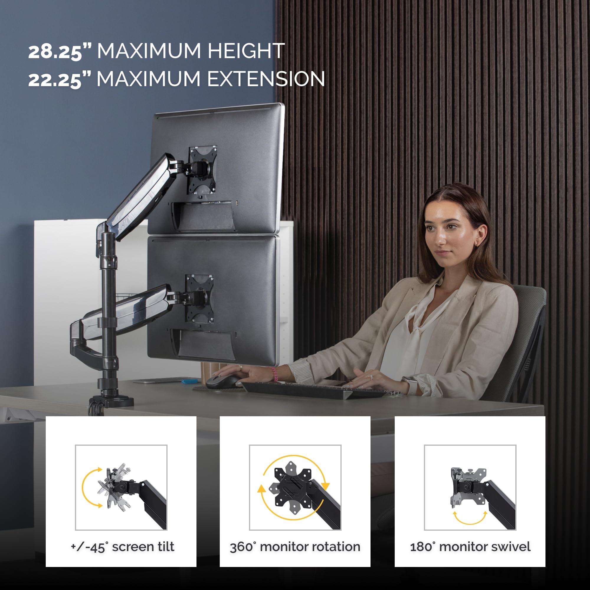 Fellowes Platinum Series 0043859727971 Ramię na Dwa Monitory, Czarny, do 17 kg