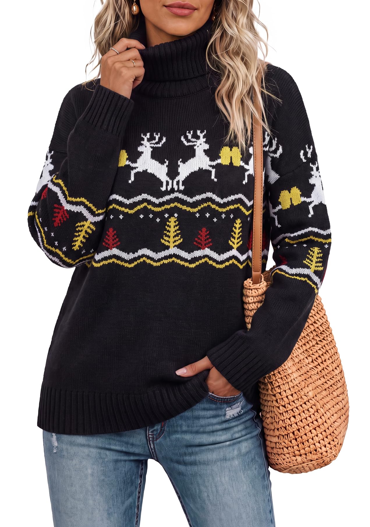 Jouica Women 2026 Fall Turtleneck Chunky Oversized Tunic Sweaters Pullover