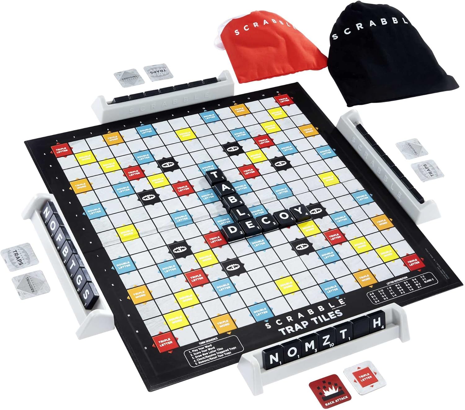 Mattel Games HLM17 Scrabble Traps Danger (German Version), Crossword Board Game, Family Game for Adults and Children from 10 Years