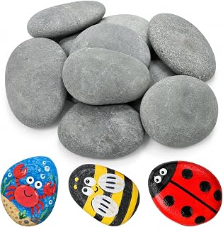 10 Stück Flache Steine zum Bemalen, 5-8cm Glatte Große Kieselsteine