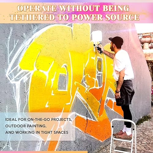 Miniatura 4 de Uthlusty Kit de aerógrafo inalámbrico, kit de aerógrafo con punta de 0.012 in, cepillo de aire recargable de mano con compresor para maquillaje,