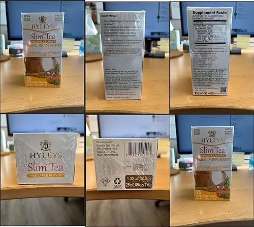 Miniatura 10 de Hyleys Slim Tea Sabor Piña - Suplemento de hierbas para la pérdida de peso limpieza y desintoxicación - 25 bolsas de té paquete de 1