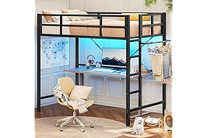 Hasuit Twin Loft Bed for Adults with LED Lights