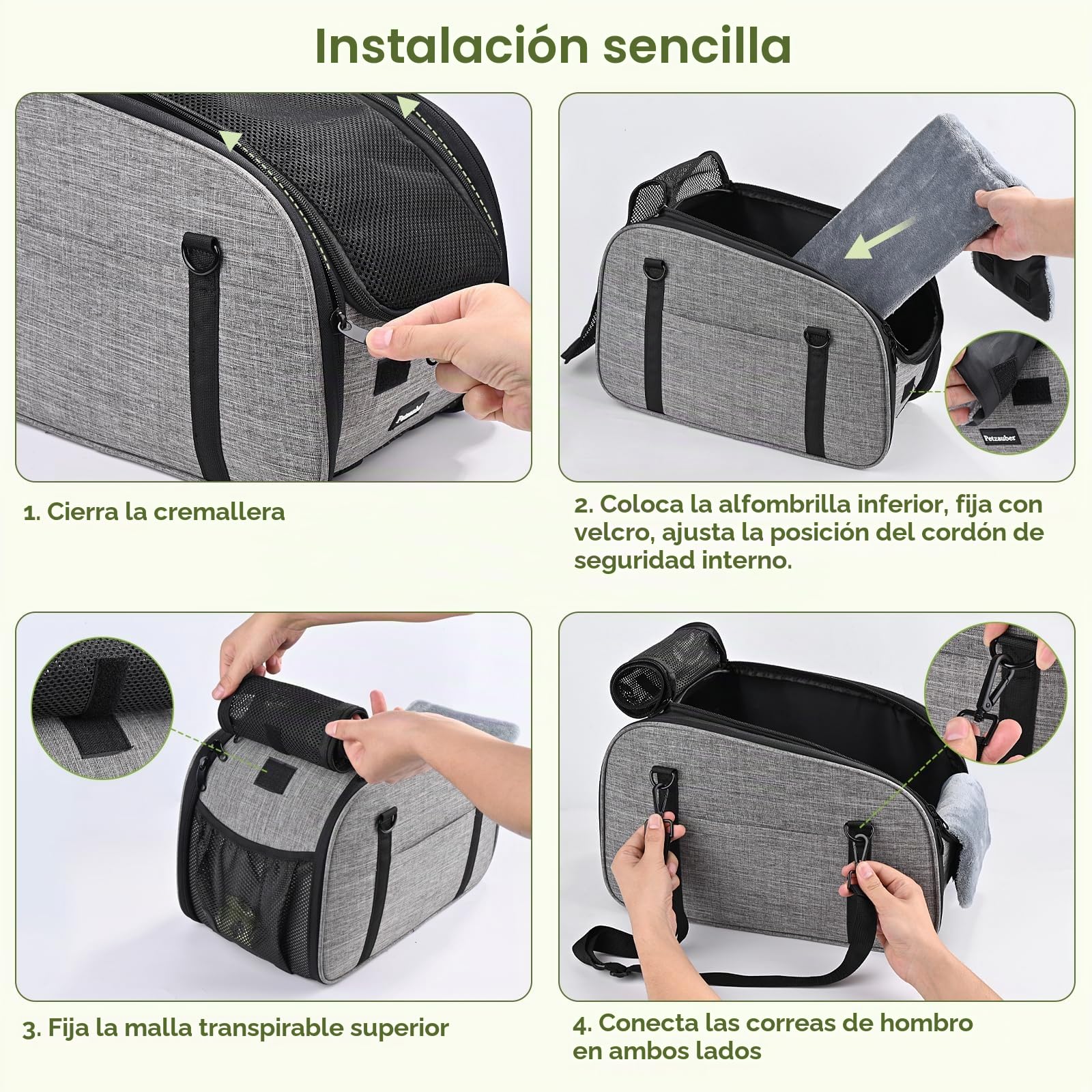Asiento Coche para Perros Pequeños Gatos - Silla Asiento Coche Perros Consola Central, Cinturón Seguridad Doble Protección y Base Antideslizante, Cojín Lavable y Bolsillo, Gris