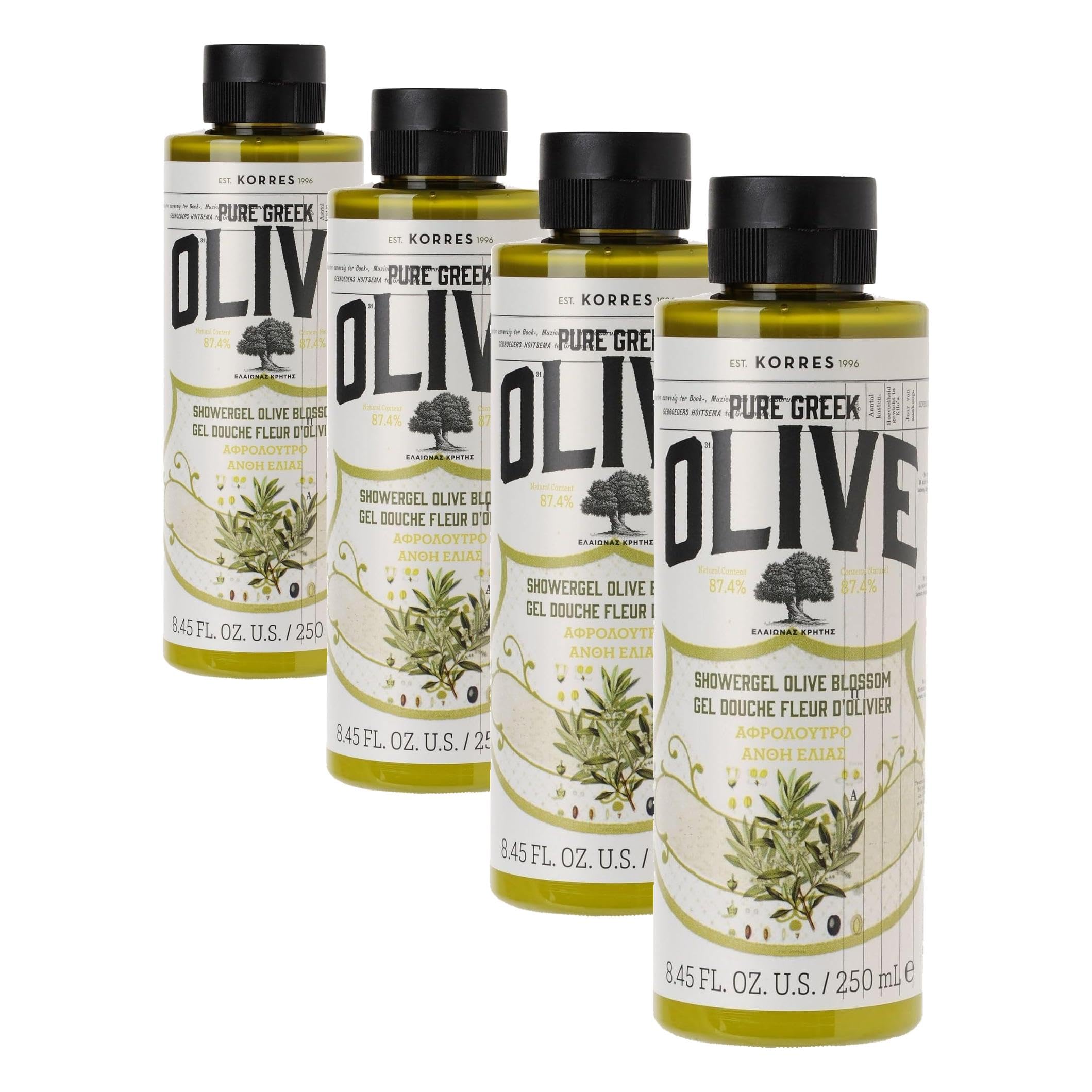 OLIVE Gel de ducha Flor de olivo 250ml (Paquete de 4)