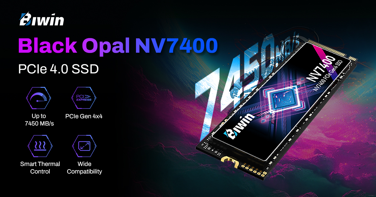 BIWIN Black Opal NV7400 1TB SSD Gen4x4, Read Speed up to 7450MB/s