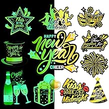 11pcs Happy New Year Glow Magnets, PHOGARY 2026 New Years Eve Holiday Metal Door Decoration Magnetic Black Gold Stickers for Cruise Door Stateroom Cabin Door Decor Fridge Refrigerator Car