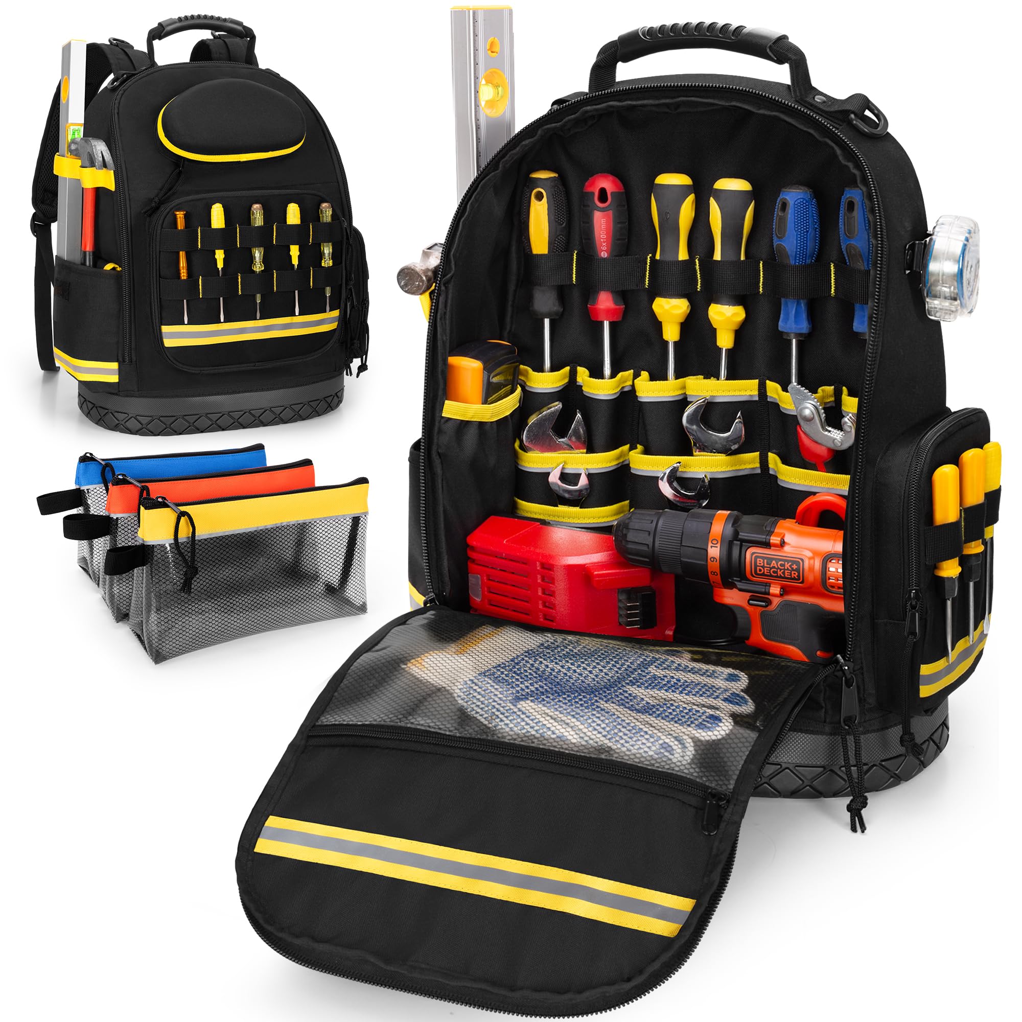 Amazon.com: Trahzia Tool Backpack with Hard Bottom, Electrician