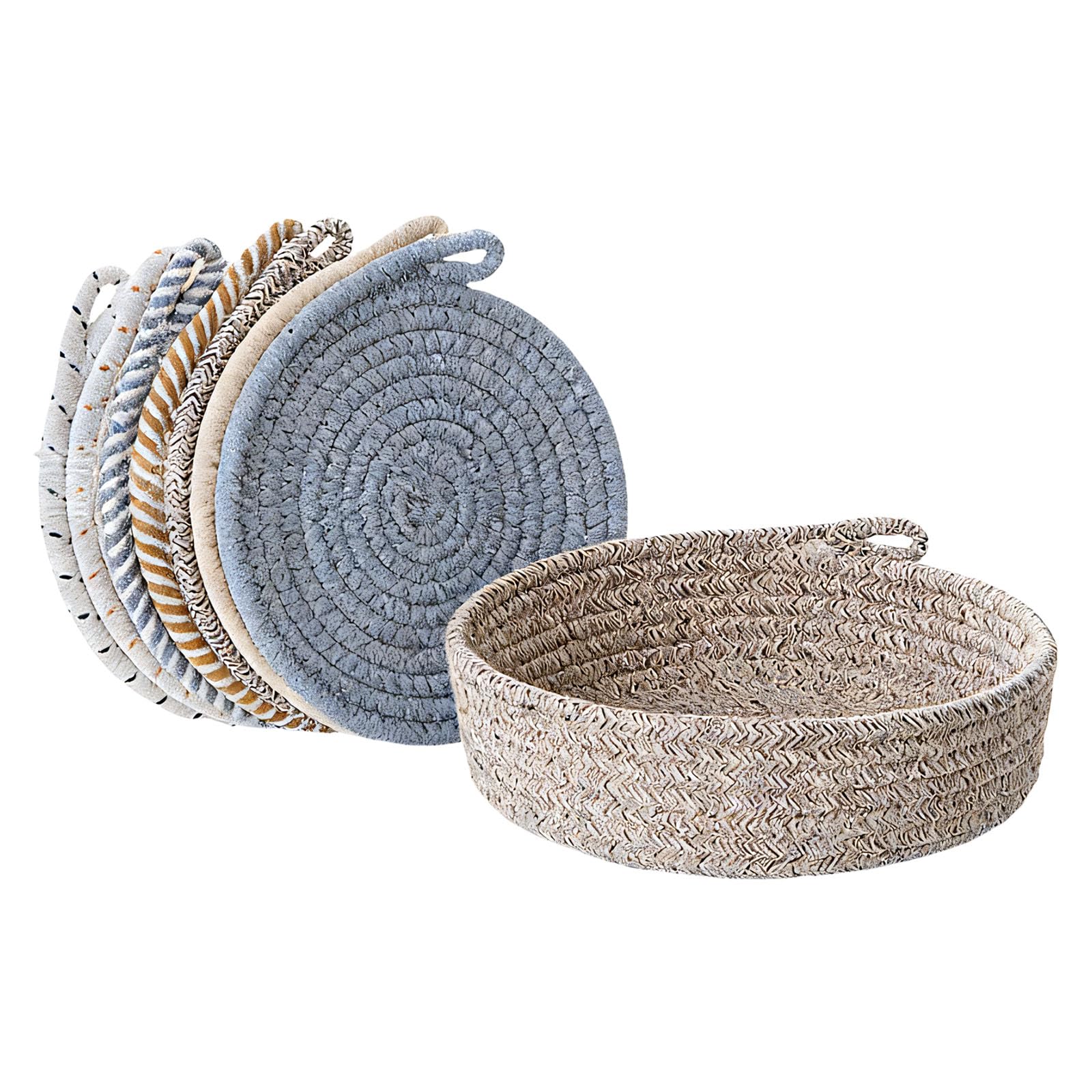 20cm Round Cotton Trivet with Storage Basket for Hot Pots Hot Dishes Pans Trivets Kitchen Counter Dining Table Trivet Pad