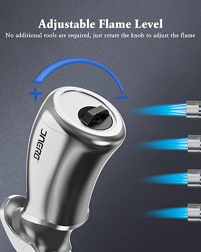 Miniatura 5 de Encendedor de antorcha, ajustable de 4 chorros de llama recargable, encendedor de combustible de butano, a prueba de viento, mini antorcha de butano