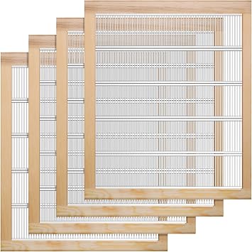 Gisafai 4 Pack 10 Frame Wooden Bound Metal Queen Excluder Heavy Duty Beekeeping Queen Excluders for 10 Frames Bee Hive Beekeeping Supplies 20 x 16.37 x 0.59 Inches