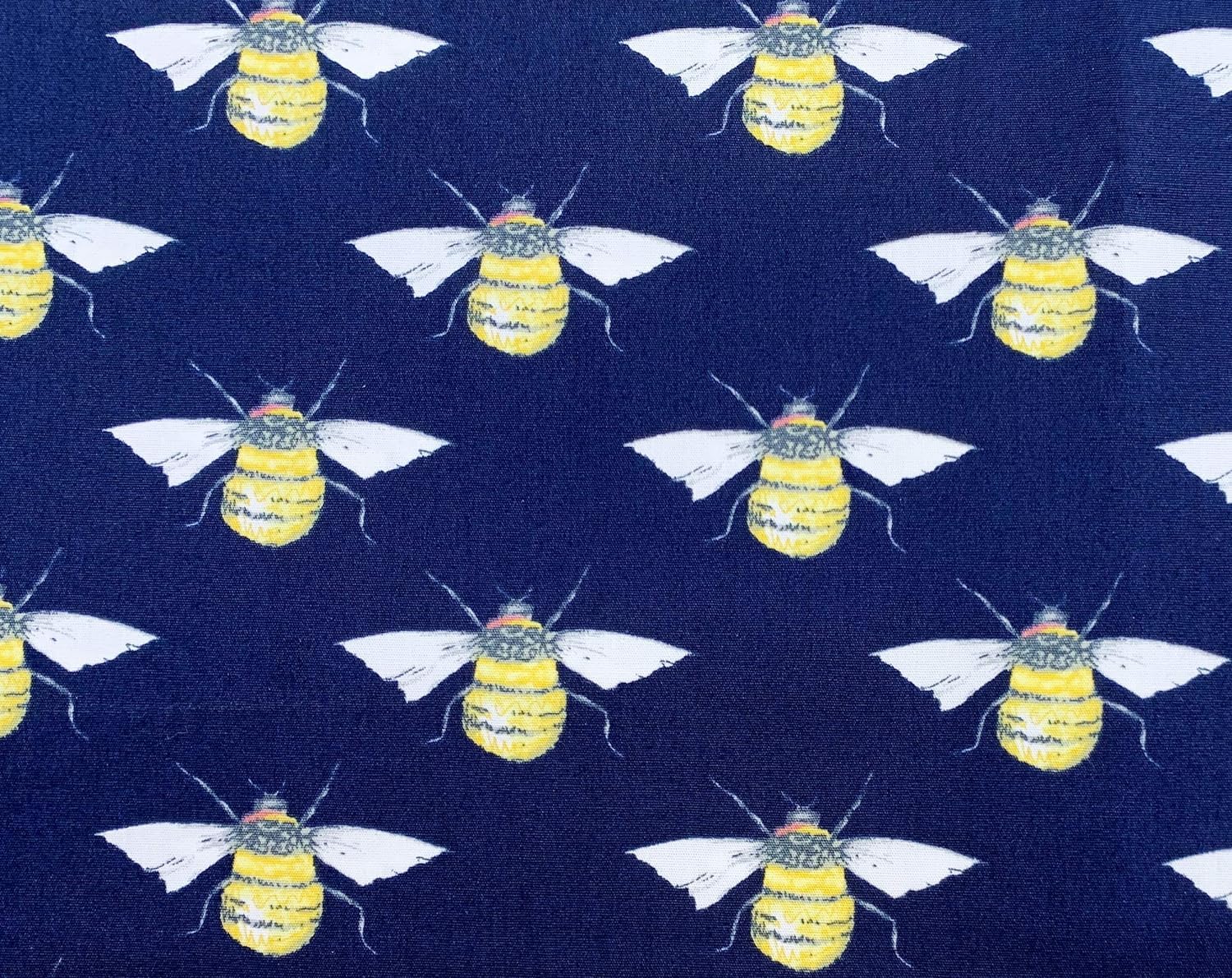 Oddies Navy Blue Bee Print Design On Navy- Fabric Craft Material 110 Cm 100% Cotton Poplin -130 Gsm - Per Metre (Cp0395navy)