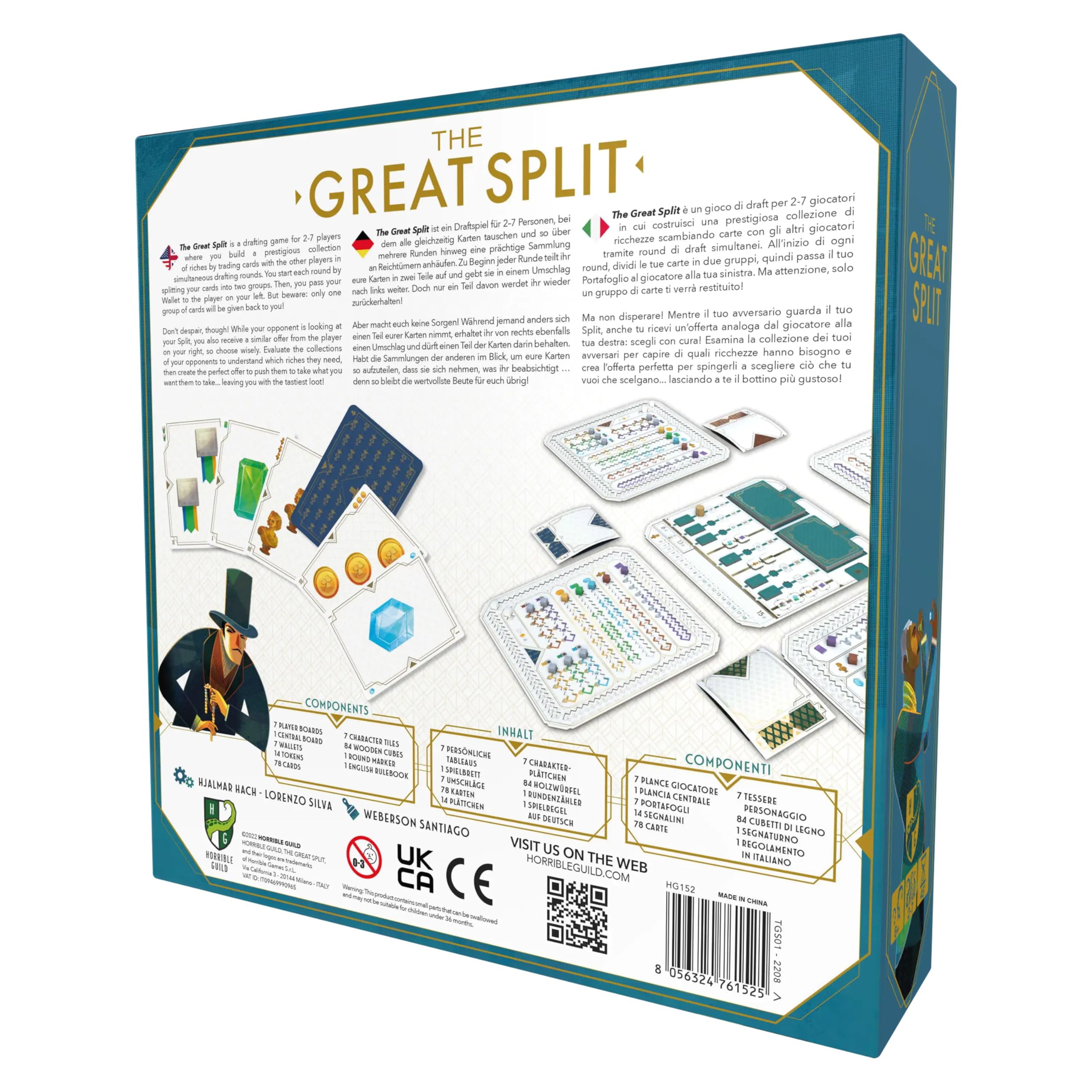 Horrible Guild The Great Split - Elegantes Brettspiel mit schönen Sammlerstücken - Erlange Reichtum mit rasanter Drafting-Spielmechanik - Deutsch - 2-7 Spieler - Ab 8 Jahren