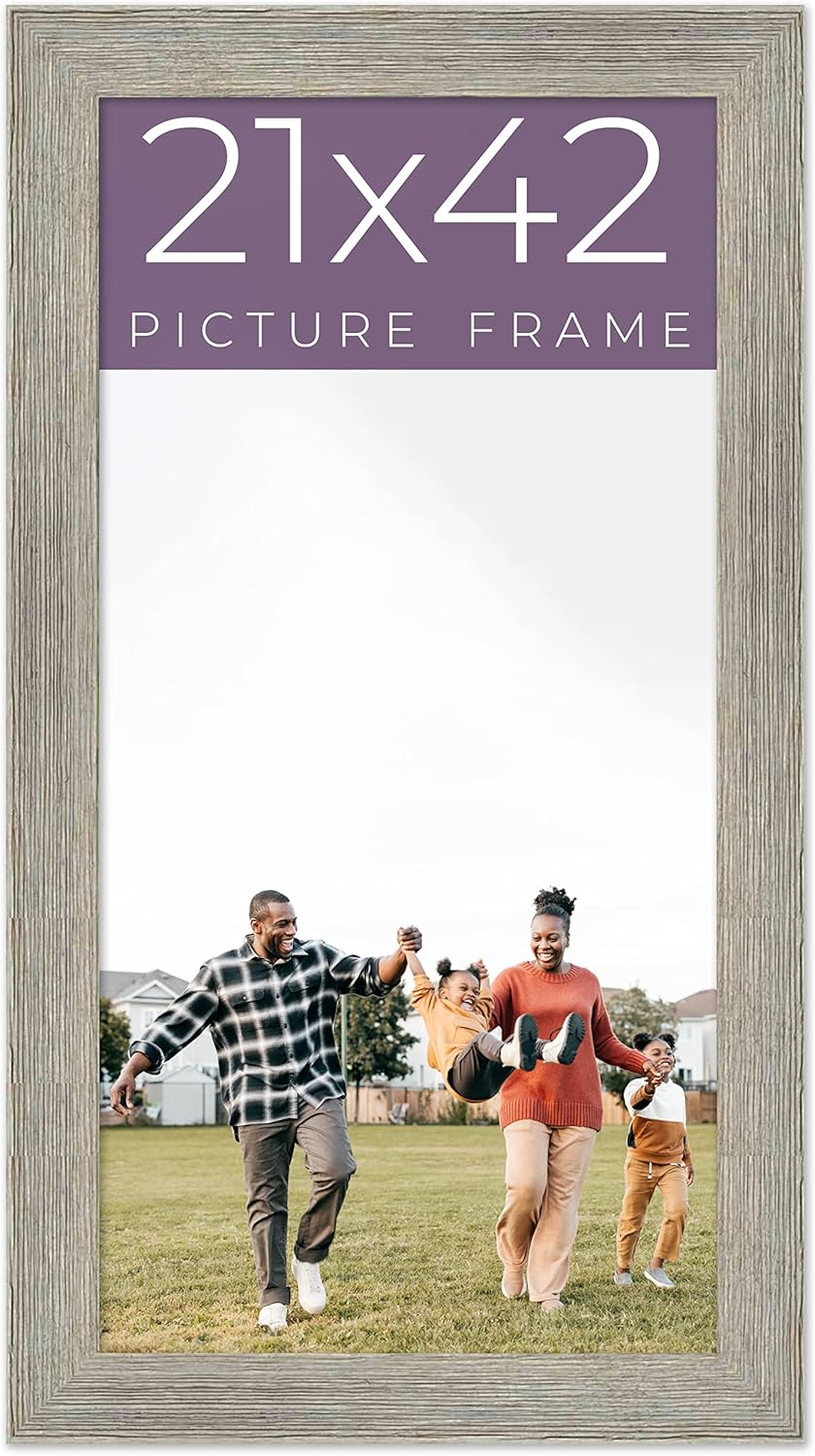 21x42 Frame Grey Real Wood Picture Frame Width 1.5 Inches | Interior Frame Depth 0.5 Inches | Barn Grey Distressed Photo Frame Complete with UV Acrylic, Foam Board Backing & Hanging Hardware