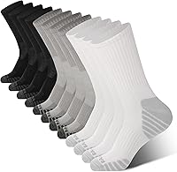 BAMBOOCOOL Men's Bamboo Crew Socks: Cushioned Athletic Running Socks with Arch Support, Moisture-Wicking Breathable 6 Pack