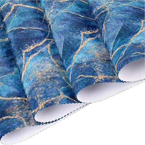 Miniatura 3 de Juego de 5 manteles individuales de mesa redonda con textura de mármol azul, lavables, resistentes al calor, para decoración de cocina, restaurante