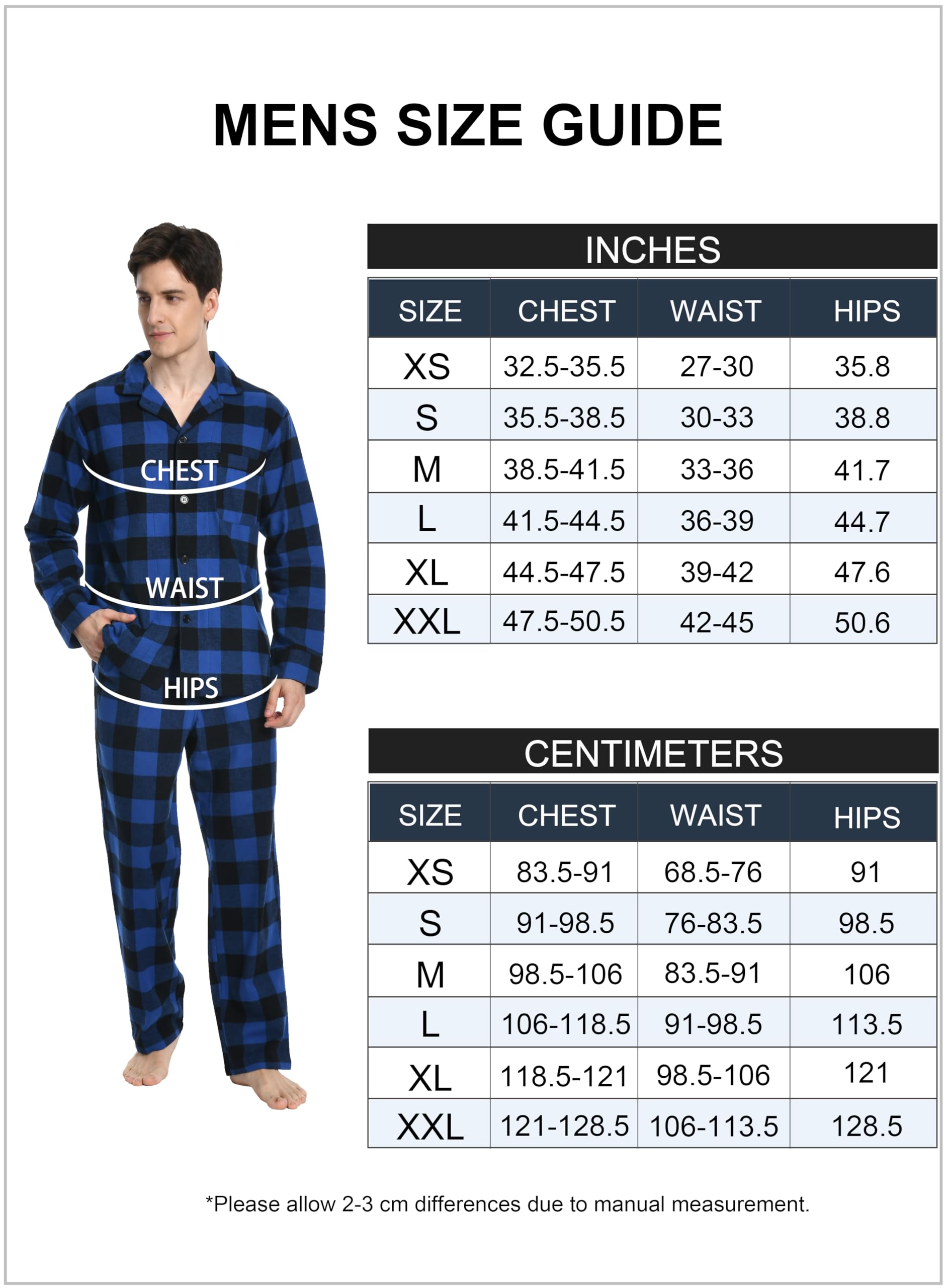 Nutria Pigiama Uomo Flanella in 100% Cotone, Pigiama Lungo Invernale a Quadri Abbigliamento Casual U06AB