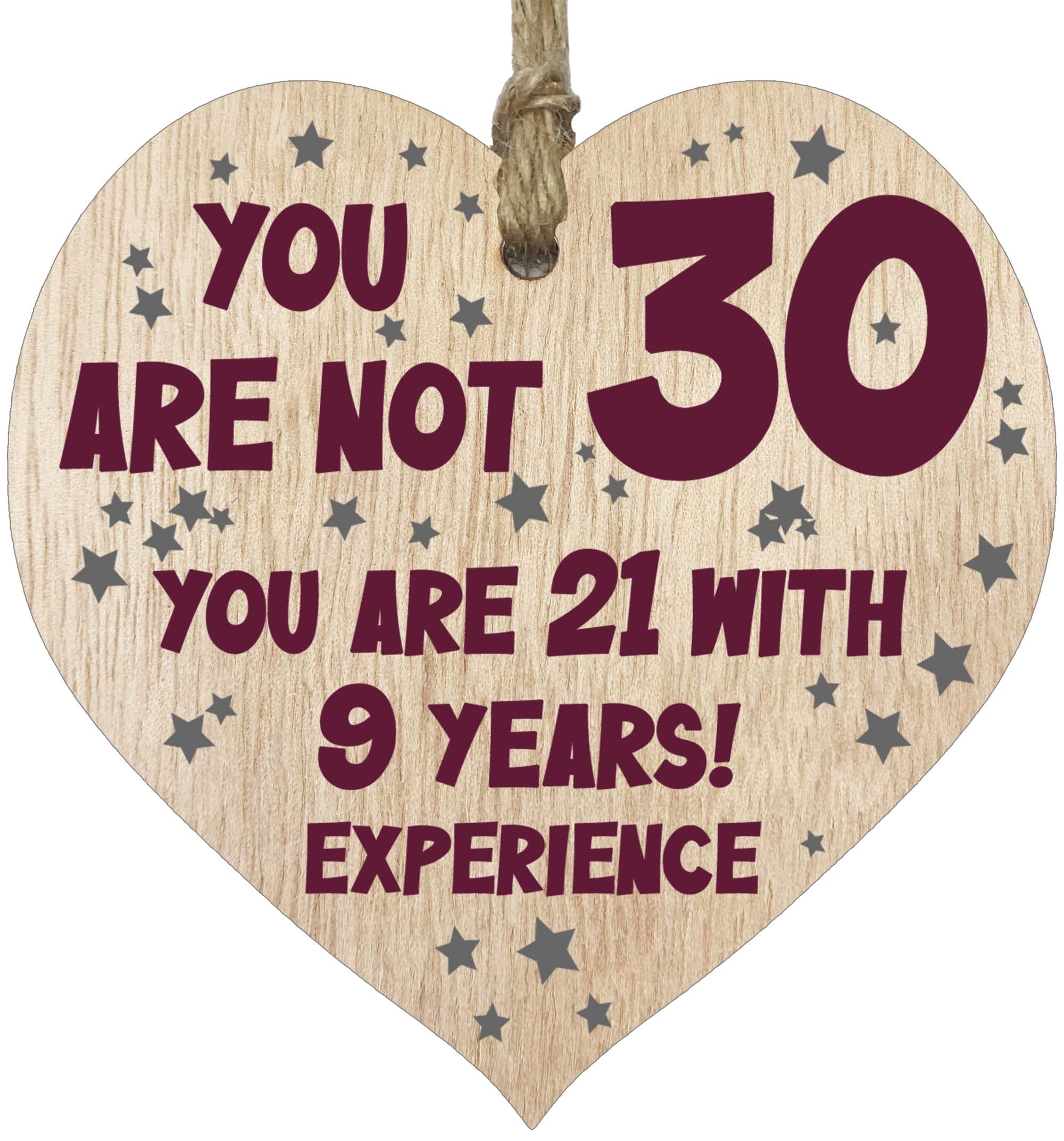 Stuff4 Women's 30 Th Birthday Gift For Men Wooden Heart Plaque, Light Wood Sign Keepsake, Happy Birthday Mum, Girlfriend, Dad, Husband, Wife, Boyfriend, Mum Gifts From Son, Nan, Grandad Birthday Present