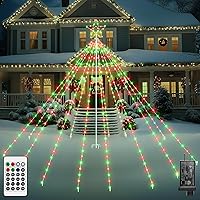 Vista 10 de Luces de árbol de Navidad para exteriores, 340 luces LED de decoración de Navidad con estrella superior, luz de Navidad impermeable IP67 con 16