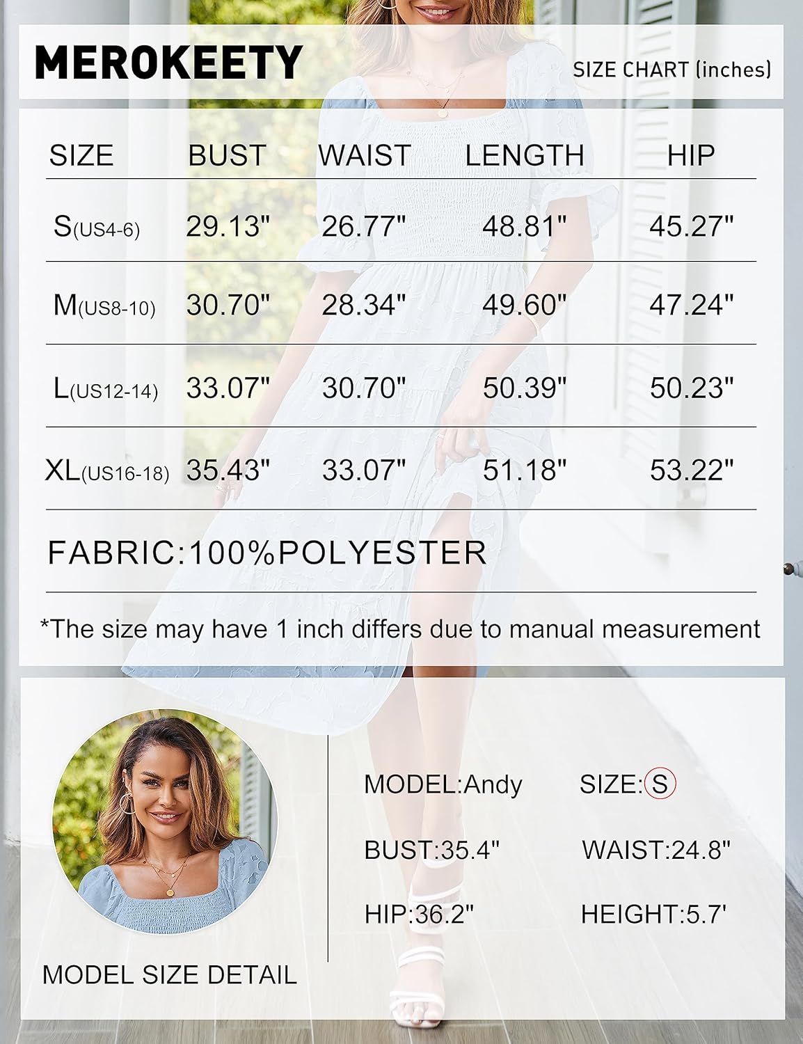 MEROKEETY Womens 2025 Summer Short Puff Sleeve Smocked Square Neck Floral Textured Tiered Midi Dress - Image 7