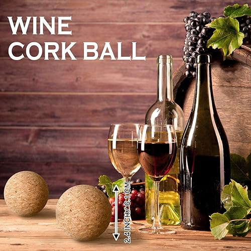 Miniatura 2 de Shappy 2 Pieces Cork Ball Wooden Cork Ball Stopper for Wine Glass Decanter Stopper Replacement Wine Carafe Decanter Replacement Gift for Whiskey