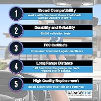 Vista 2 de 2 botones remotos Genie ACSCTG tipo 1, GIT-1 390Mhz Genie Intellicode reemplazo remoto de puerta de garaje, compatible con puerta superior