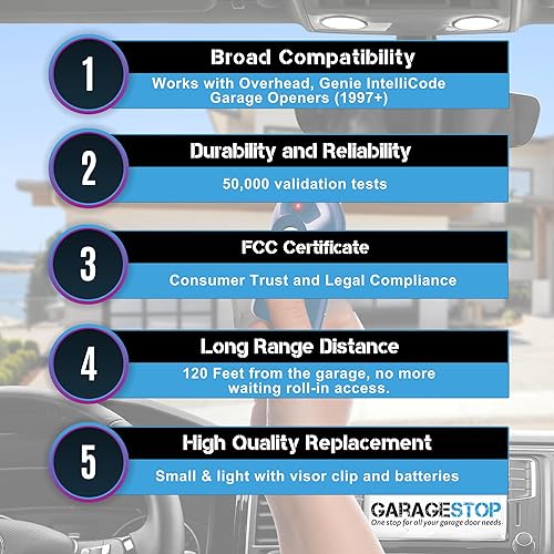 Miniatura 2 de 2 botones remotos Genie ACSCTG tipo 1, GIT-1 390Mhz Genie Intellicode reemplazo remoto de puerta de garaje, compatible con puerta superior (1997 a