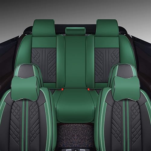 Miniatura 2 de Funda de asiento de automóvil de cobertura completa de piel sintética de lujo, antideslizante, universal, se adapta a sedanes, SUV, camioneta con