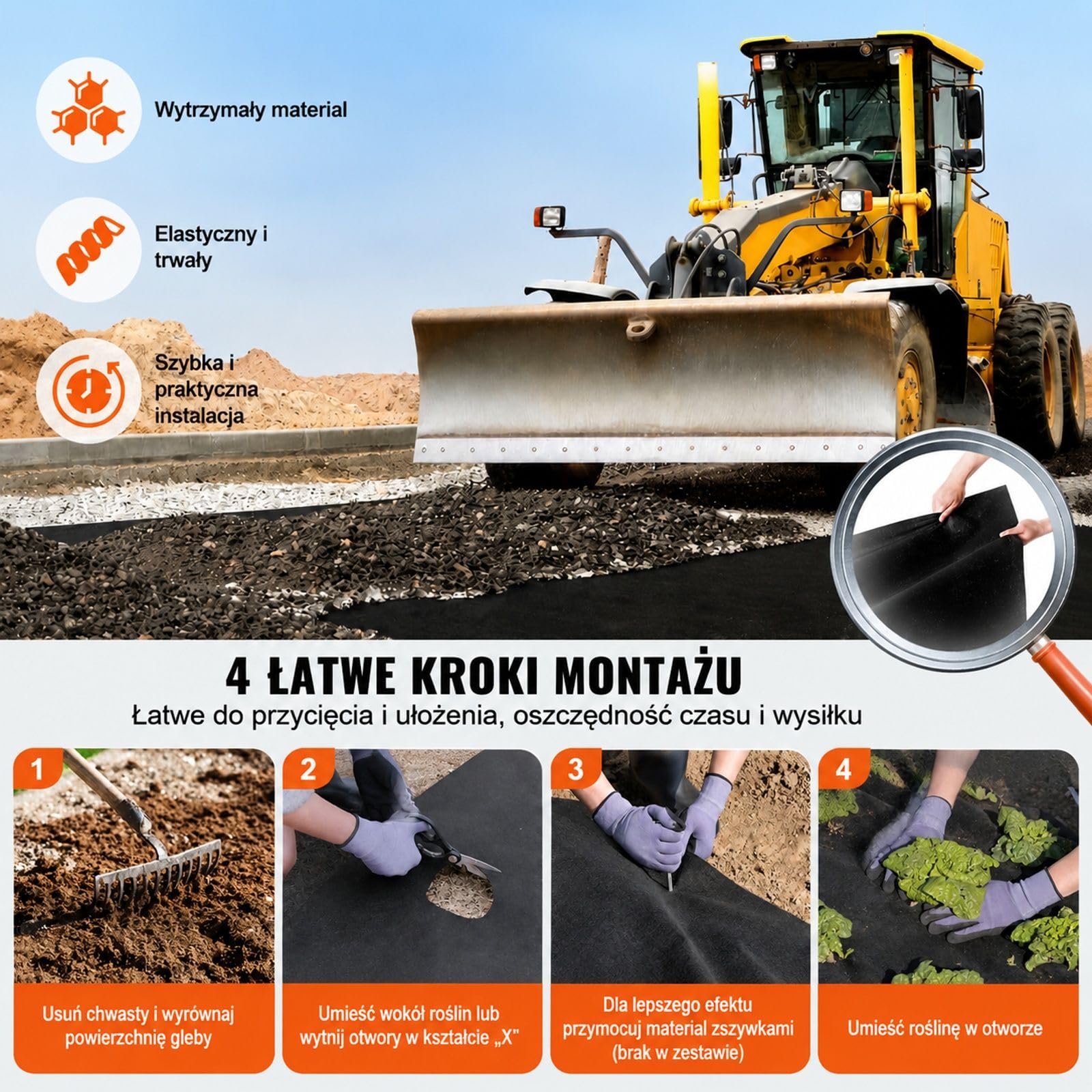 Czarna włóknina ogrodowa do rabat, ścieżek żwirowych, podjazdów i aranżacji krajobrazu