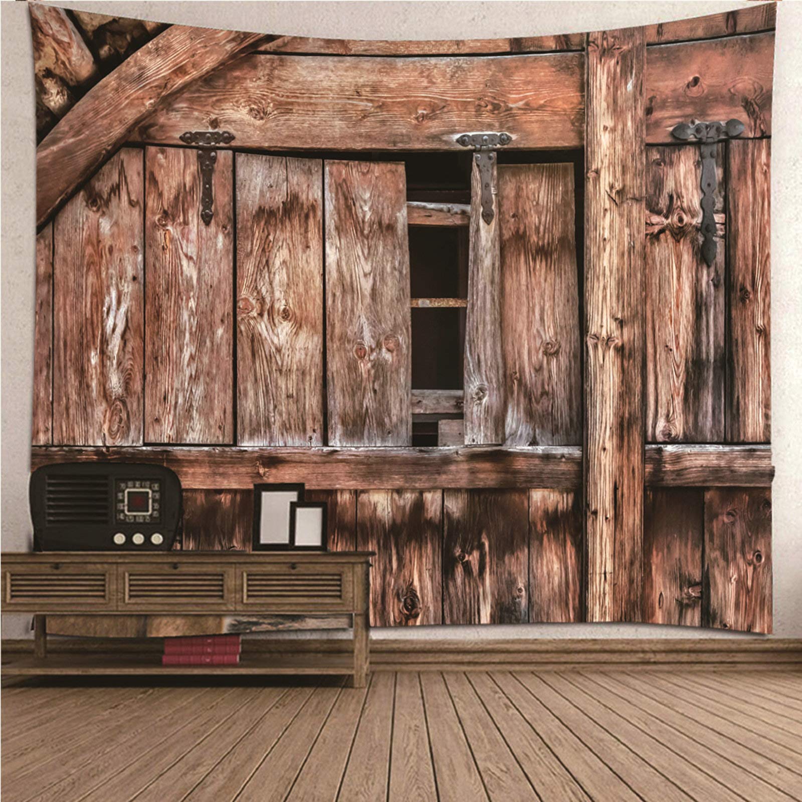 Tapiz de pared 3D lavable de madera vieja KnSam para mantel o playa