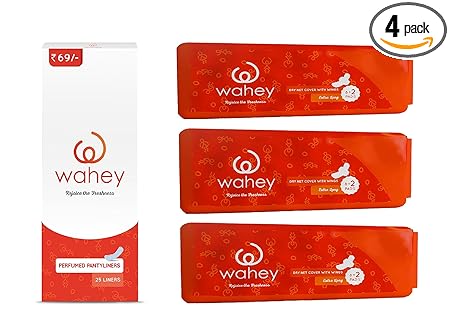 Wahey Combo Pack Of Perfumed Panty Liners (25 Liners) & Extra Long (Xl) Size Sanitary Pads With Wings (Pack Of 3 ,10 Pads/Pack)