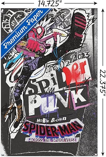 Miniatura 3 de Trends International Marvel Spider-Man Across The Spider-Verse - Póster de pared de una hoja de Spider-Punk, 14.72 x 22.37 pulgadas, paquete de