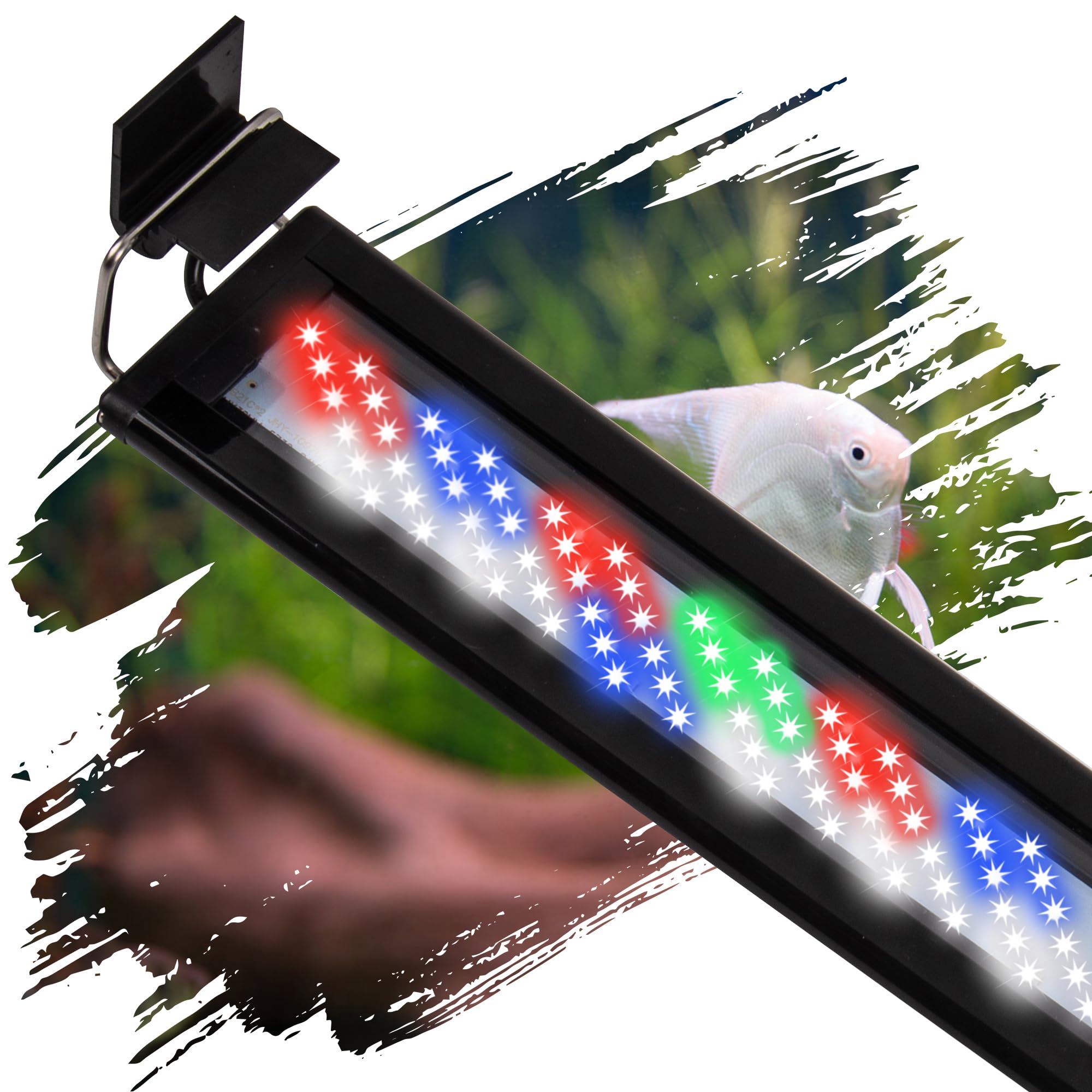 led aquarium light, full spectrum fish tank lights, 40 gallon freshwater fishtank hood lighting for grow fish, plants, adjustable from 30 to 36 inch