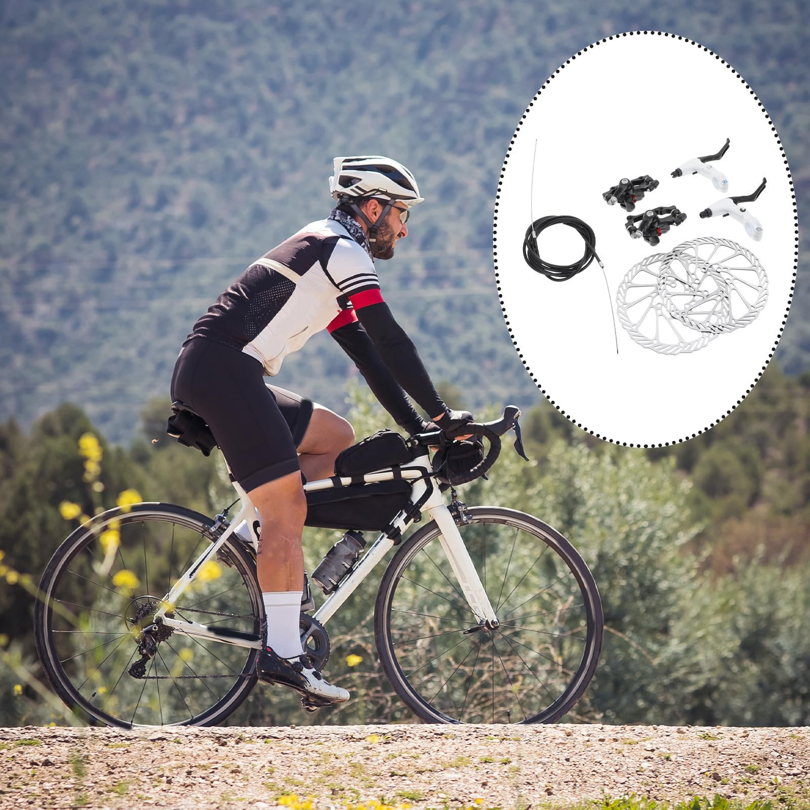 Abaodam Juego de Frenos Hidráulicos Material Metal y Plástico Diseño Hueco y Soporte Multi-Radial para Bicicleta Adecuado para Ciclismo en Exteriores