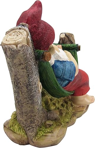 Miniatura 2 de Comfy Hour Colección de semillas de suelo y patio, de resina, gnomo de jardín para dormir en tocón, figura enana, decoración para exteriores